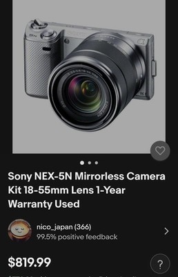 Sony NEX-5N Mirrorless Camera 16.1MP Silver 18-55mm Lens 3in