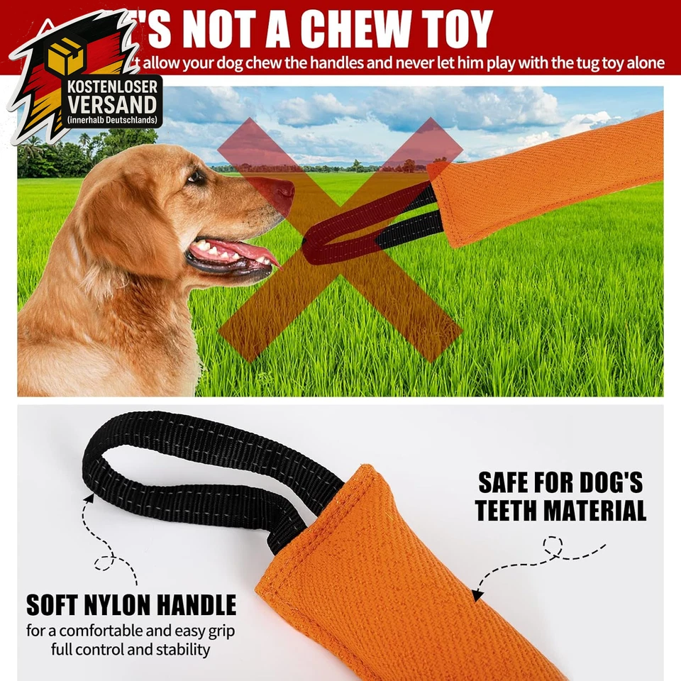 Beißwurst Hund Hundespielzeug Beißzange Griff robust interaktiv Jute Tauziehen Z - Bild 3 von 4