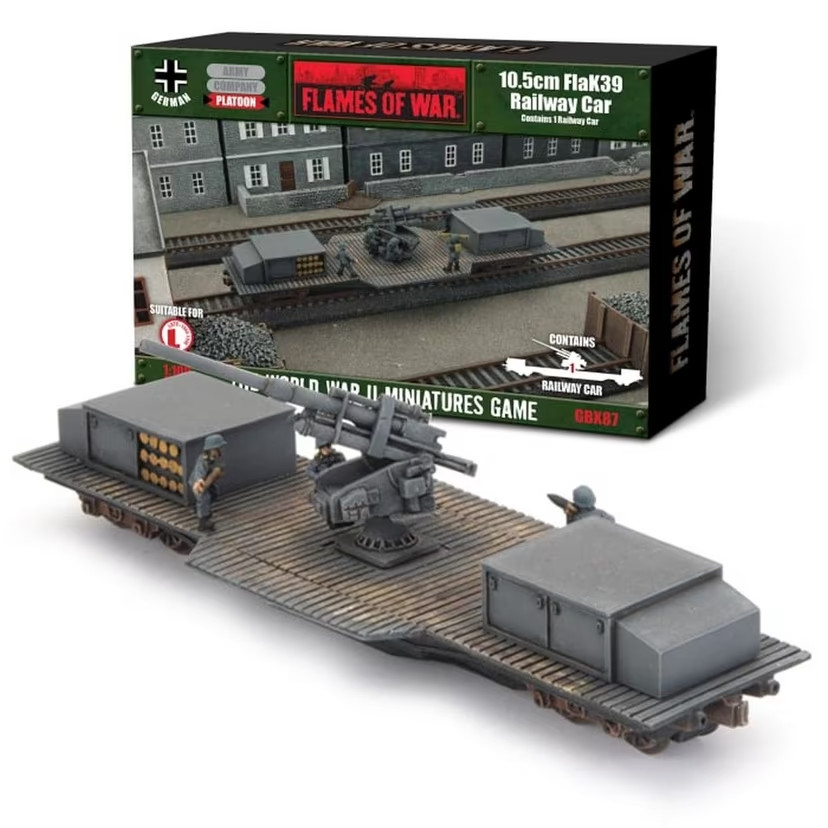 German 10.5cm FlaK Railway Car - Late War - Flames of War - Brand New