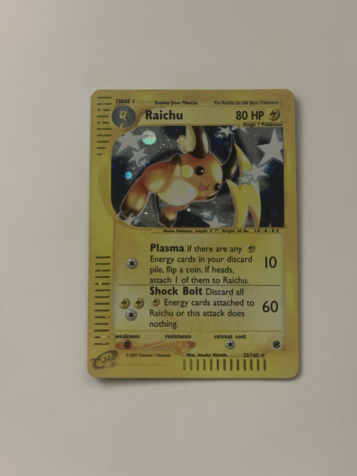 Raichu Holo Rare Card Expedition Base Set 25/165 LP/NM Excellent Condition TCG