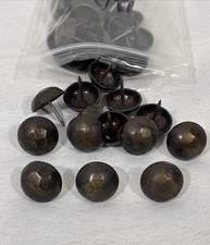 40 NOS Antique Vintage 1920s Domed Hammered Brass Upholstery Tacks Nails 5/8"