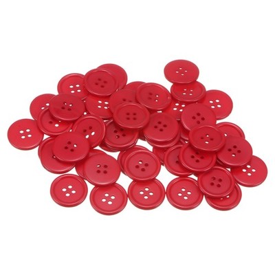80pcs 36L Sewing Buttons 7/8'' Resin Round Flat 4-Hole Craft Buttons, Red