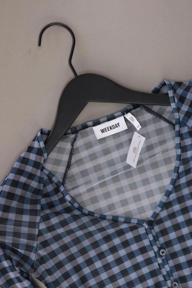 ✅ Weekday Karobluse Regular Bluse für Damen Gr. 32, XS kariert Langarm blau ✅ - Bild 3 von 4