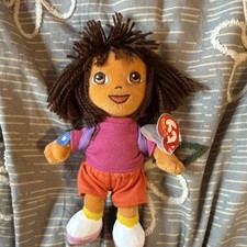 NEW - DORA the Explorer - TY Beanie Baby  7" (Yarn Hair Version)