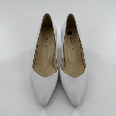 Sarah Flint Shoes Womens Size 10 White Leather Pointed Toe Pumps Made Italy