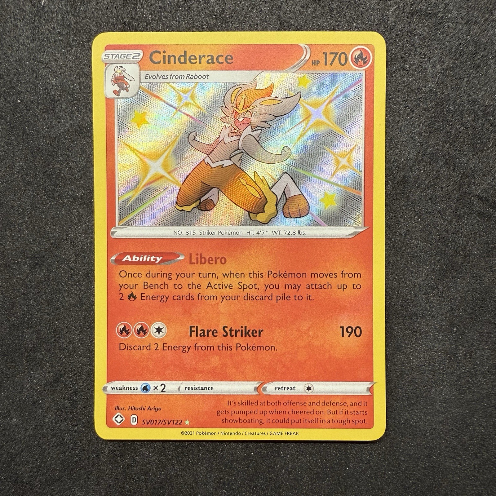 Cinderace SV017/SV122 Shining Fates: Shiny Vault Holo Shiny Holo Rare Pokémon