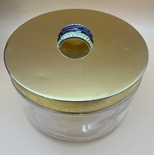 EMPTY Elizabeth Taylor White Diamond  Emerald Rubies Powder Box Vtg  Empty 5”