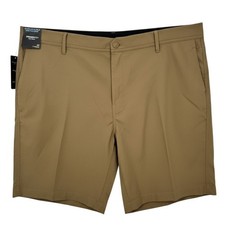 NEW Roundtree Yorke Performance Straight Fit Flat Front Khaki Shorts Mens 42x9