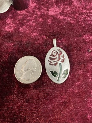Vintage Sterling Silber Blume Anhänger Buntglas