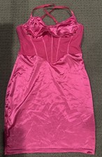 Shein Women's Pink Satin Midi Dress Size Medium adjustable Strap