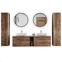 BadmöBel Set In Vintage Oak Eiche Doppelwaschtisch HochschräNke Led Spiegel