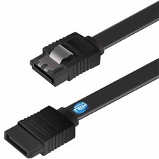 Black SATA Cable 45Cm Both Sides Straight With Clip For Hard Disk SSD HDD DVD CD