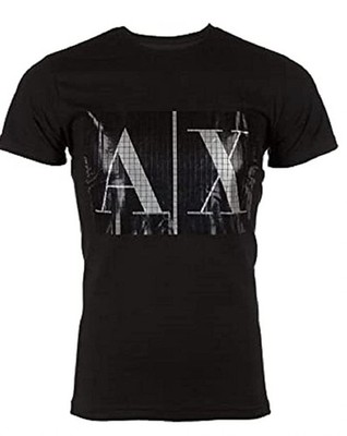 $50 ARMANI EXCHANGE Black BOX LOGO Short Sleeve Slim Fit Designer T-shirt NWT