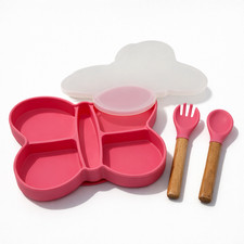 Baby Bubidoodoo Butterfly Silicone Baby Feeding Set   Plate with Spoon  Fork