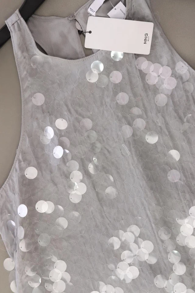 Mango Abendkleid Regular Kleid für Damen Gr. 38, M neu mit Etikett Ärmellos grau - Bild 4 von 4