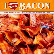 I Love Bacon | 2026 12x24" (Hanging) Square Wall Calendar | Plastic-Free