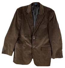 Saddlebred 42S Brown Corduroy Sport Coat Blazer Jacket Cotton Two Button Single