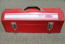 Vintage Simonsen Rally Line Red Mechanic's Metal Tool Box w/ Tray 19" x 7" x 7"