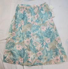 Vintage Alfred Dunner Blue Pink Floral Gathered Skirt Size 14 NWT USA