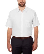 Van Heusen Men's FIT Short Sleeve Dress Shirts Poplin Solid 20" Neck, White