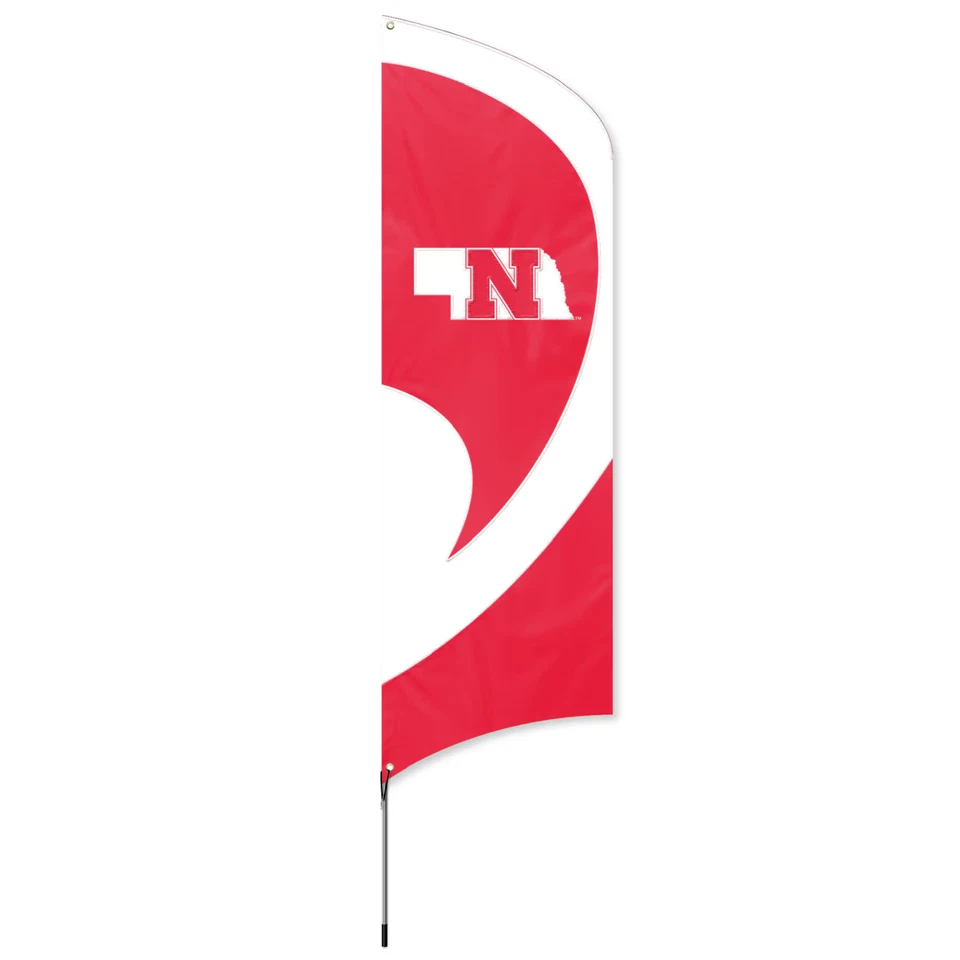 NEBRASKA CORNHUSKERS 8.5 FOOT TALL TEAM FLAG 11.5' POLE SIGN BANNER APPLIQUE - Image 4 of 4
