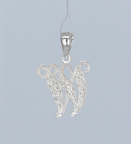 14k Yellow or White Gold Initial Letter W Alphabet A-Z Charm Pendant - Picture 3 of 164