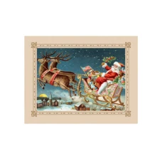 Santa In His Sleigh Vintage Christmas Image Postcard