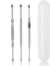 3pcs Ear Pick Cleaning Set Ear Wax Remover Cleaner Curette Kit Stainless Steel