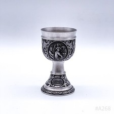 SKS Zinn Weinbecher aus Zinn &bdquo;Bauernstammtisch&ldquo; punziert 95% Rein Zinn | 12,5cm
