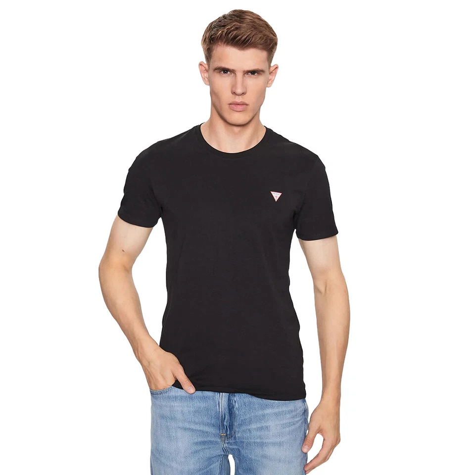 GUESS T-SHIRT UOMO MAGLIA COTONE JERSEY STRETCH LOGO TRIANGOLO BASIC M2YI36I3Z14 - Immagine 3 di 4