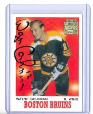 WAYNE CASHMAN 2001-02 TOPPS ARCHIVES ON CARD AUTO AUTOGRAPH BRUINS
