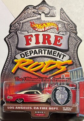 Hot Wheels 2001 Fire Department Rods 1965 65 Impala Lowrider Los Angeles Ca RR