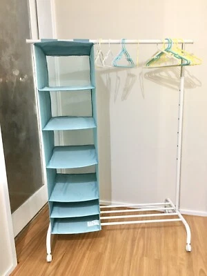 Complete Kids Wardrobe Setup Rack Hanging Shelves Hangers