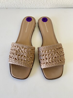 MARC FISHER Woven Tan JEREMY Spike Sandals Slides Shoes 8.5 New Store Display