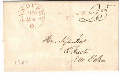 1840 SANDUSKY OHIO VF STPL FL BOLD RED CDS ELIAS HAINES CUSTOM HOUSE COLLECTOR