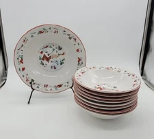 9pc Vintage White Christmas Soup/Cereal Bowls 7” & 9" Serving Bowl By Faberware
