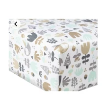 Brand New Cloud Island Fitted Crib Sheet Woodland, 100% Cotton, One Sheet