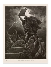 Gustave Dore MOSES BREAKING THE TABLES OF THE LAW 1891 Vintage 22x17" Art Print