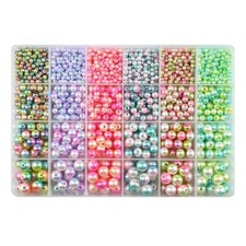 1890Pieces Loose Spacer Beads 4/6/8/10mm Changing Color Spacer Beads with Hole