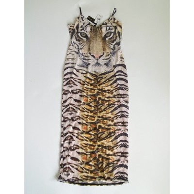 AFRM Wild Tiger Print Bodycon Midi Dress Animal Print XL