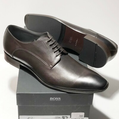 SALE! HUGO BOSS ITALY Derby 11 44 Men's Dark Brown Almond