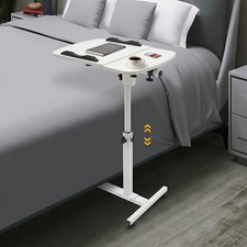 Adjustable Laptop Desk Notebook Computer Stand Rolling Food Tray Bed Sofa Table