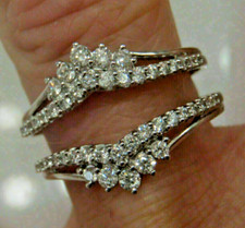 2 CT Coupe Ronde Moissanite Mariage Rehausseur Drapé Garde Bague 14k or Blanc