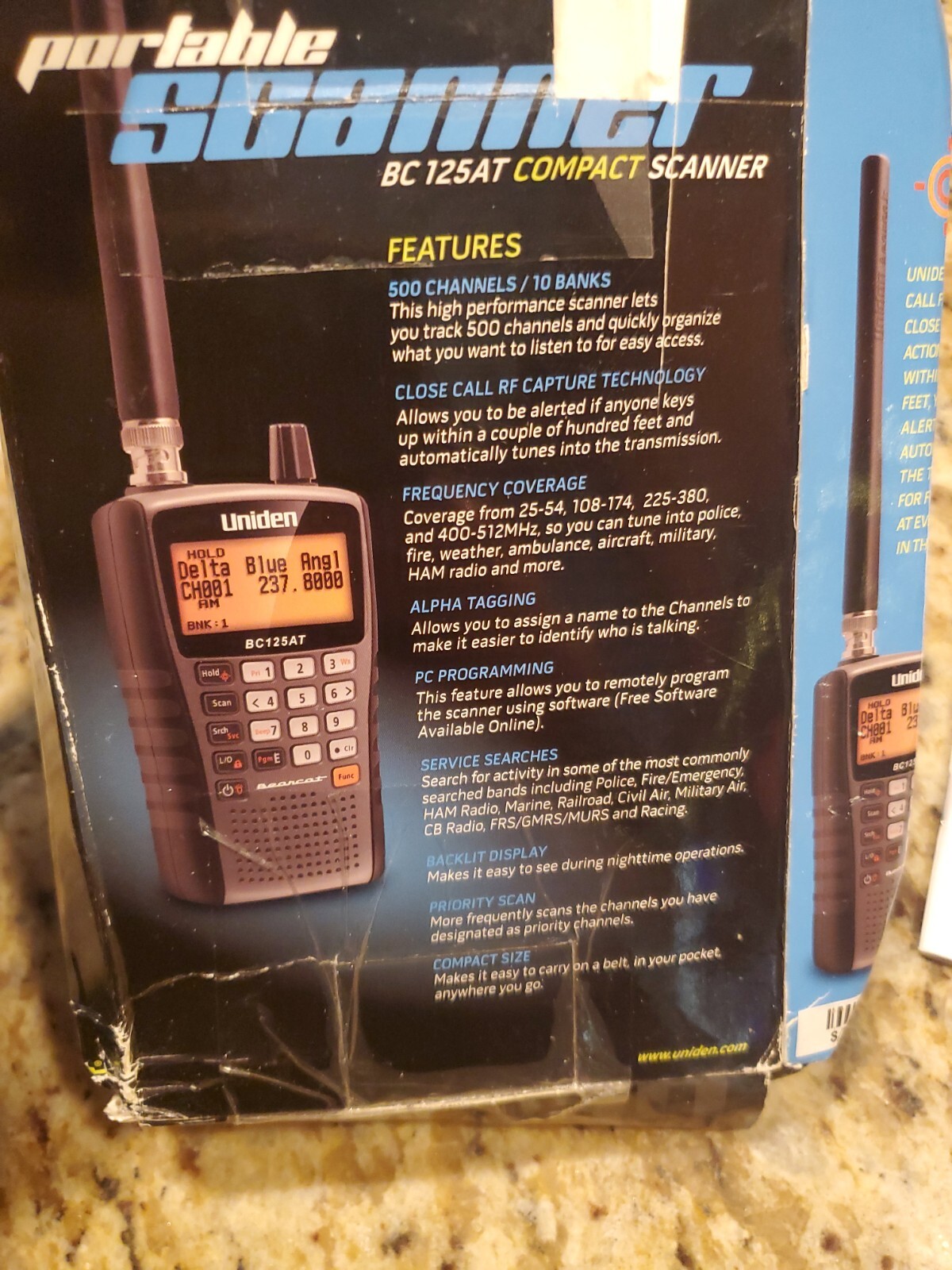 Uniden Bearcat BC125AT Handheld Scanner, 500AlphaTagged Channels