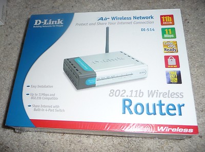 New Sealed D-link DI-514 802.11B 11 Mbps 4-Port 10/100 Air Wireless B Router