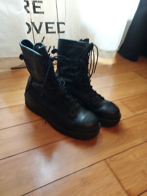 Wellco Black Leather Combat Boots men Size 5.5 W Military  display picture 2