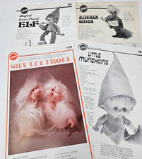 Lot of 4 Vintage Doll Making Felting Craft Patterns Munchkin, Elf, Troll, Witch