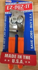 EZ DUZ IT Made in the USA Manual CAN OPENER w/ ORANGE Grips AMERICAN Made