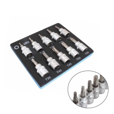 SATRA 10 tlg. TORX Steckschlüsseleinsätze Satz 3/8 Zoll T10-T55 BITS Nuss Nüsse