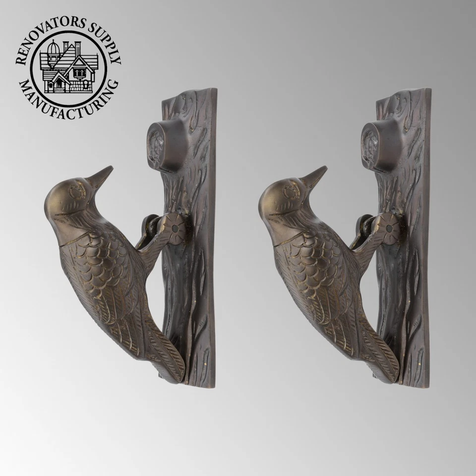Door Knocker Woodpecker Brass Vintage 6.5 inch H Pack of 2 Renovators Supply - Image 2 of 4